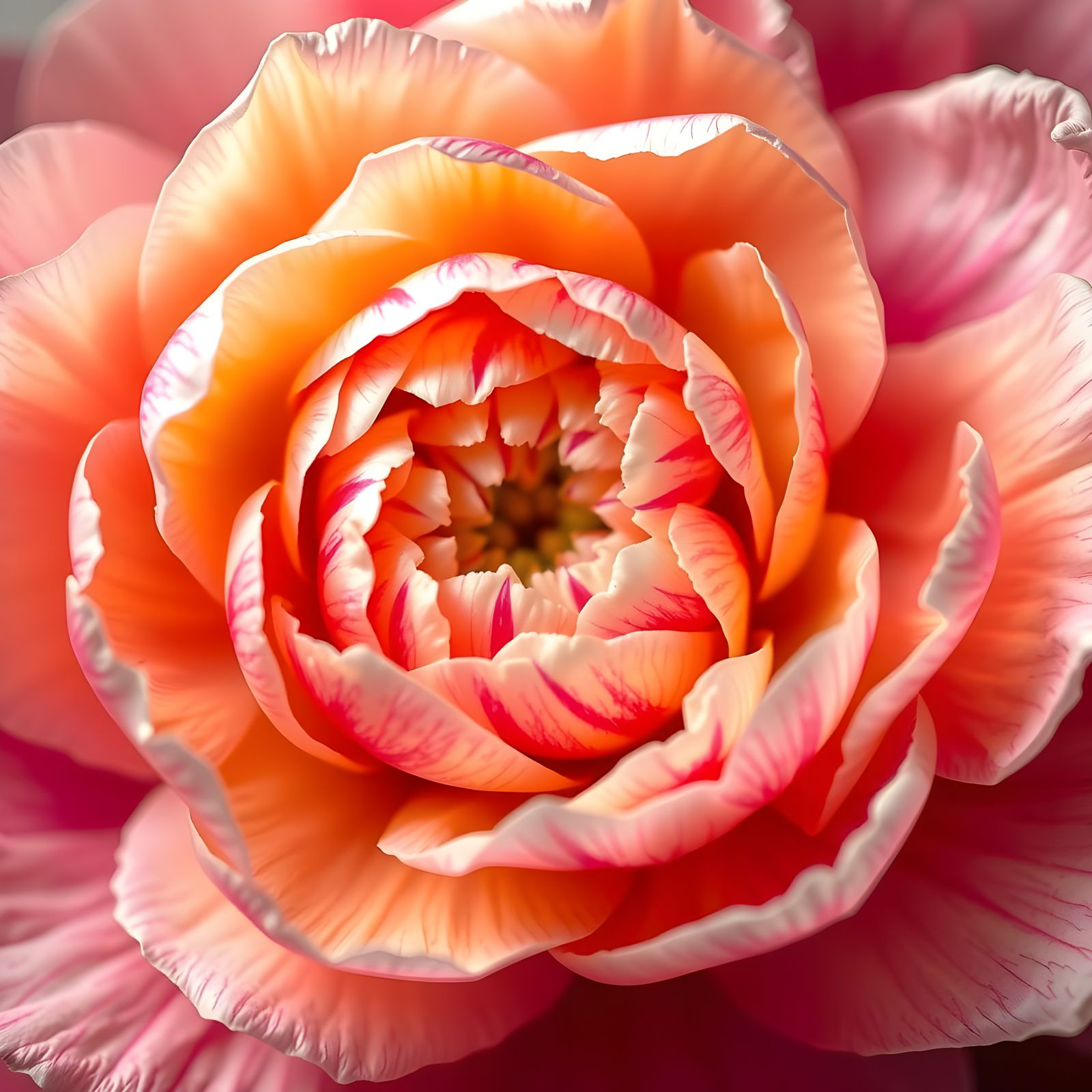 Vibrant Peony Blooms in Intricate, Fibonacci-Inspired Patter...