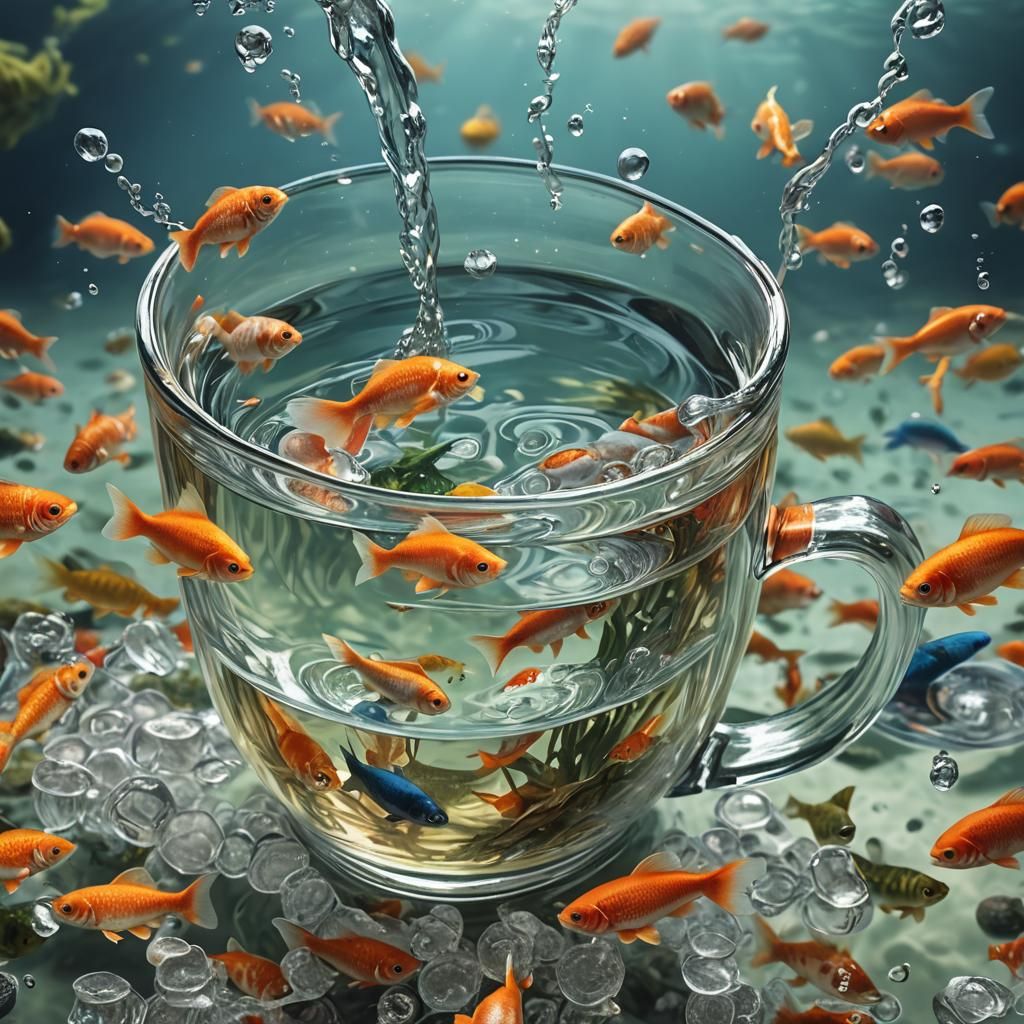 Underwater Magic: Mermaid in a Teacup, Digital Art