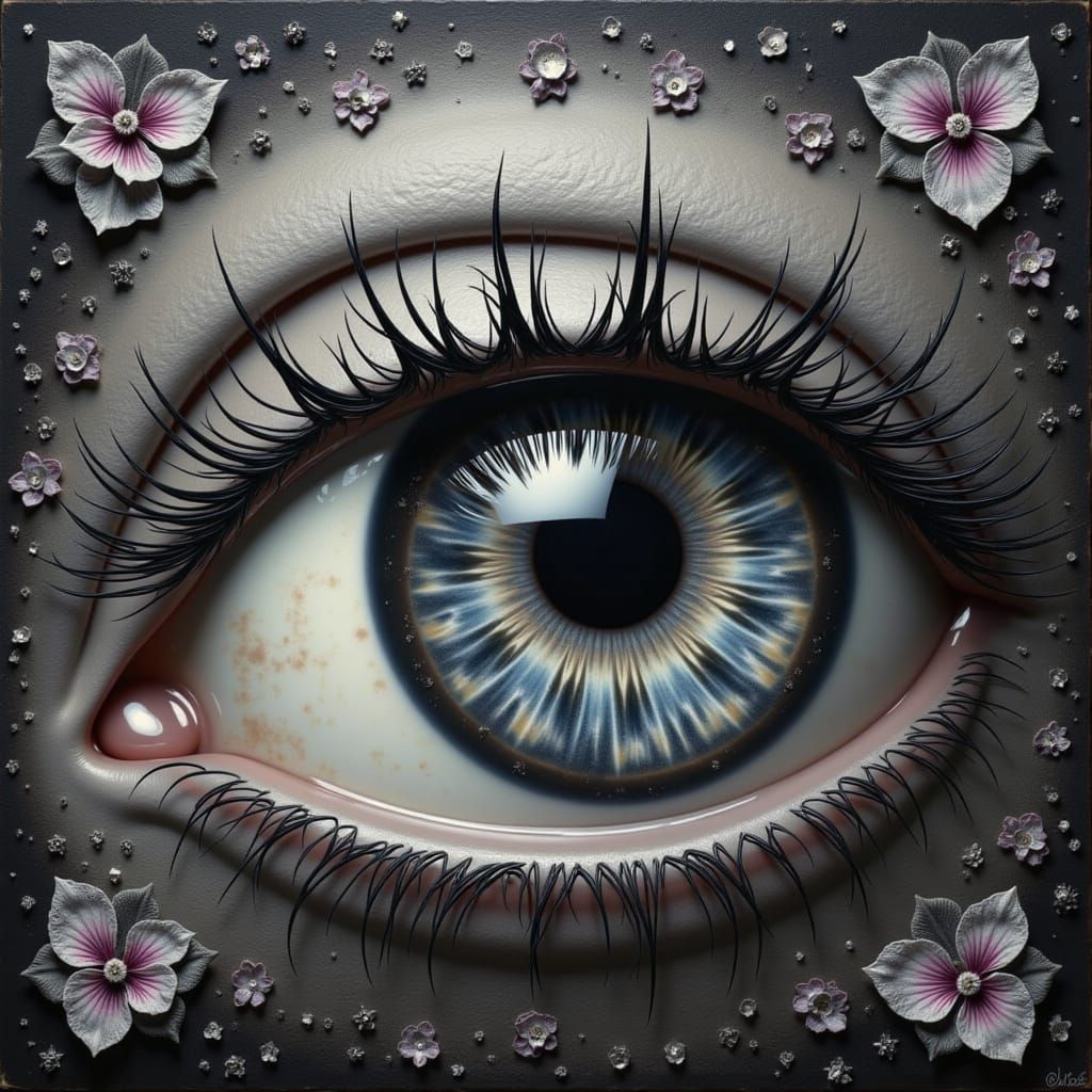 Galactic Face with Cosmic Eyeball and Heart Iris