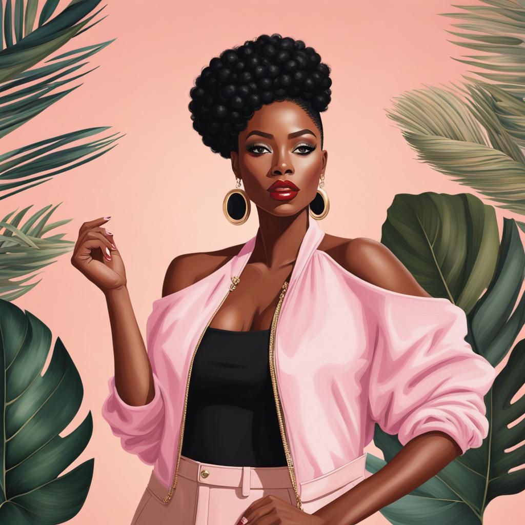 Chic African-American Woman with Bible in Pastel Illustratio...