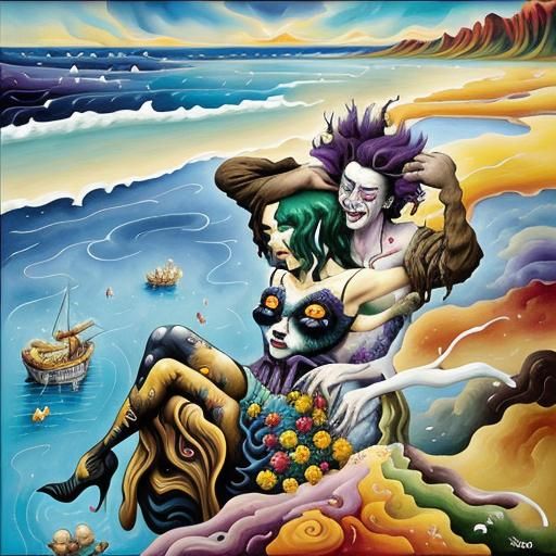 Surreal Boy in Emotional Depths: Impasto Gouache Painting