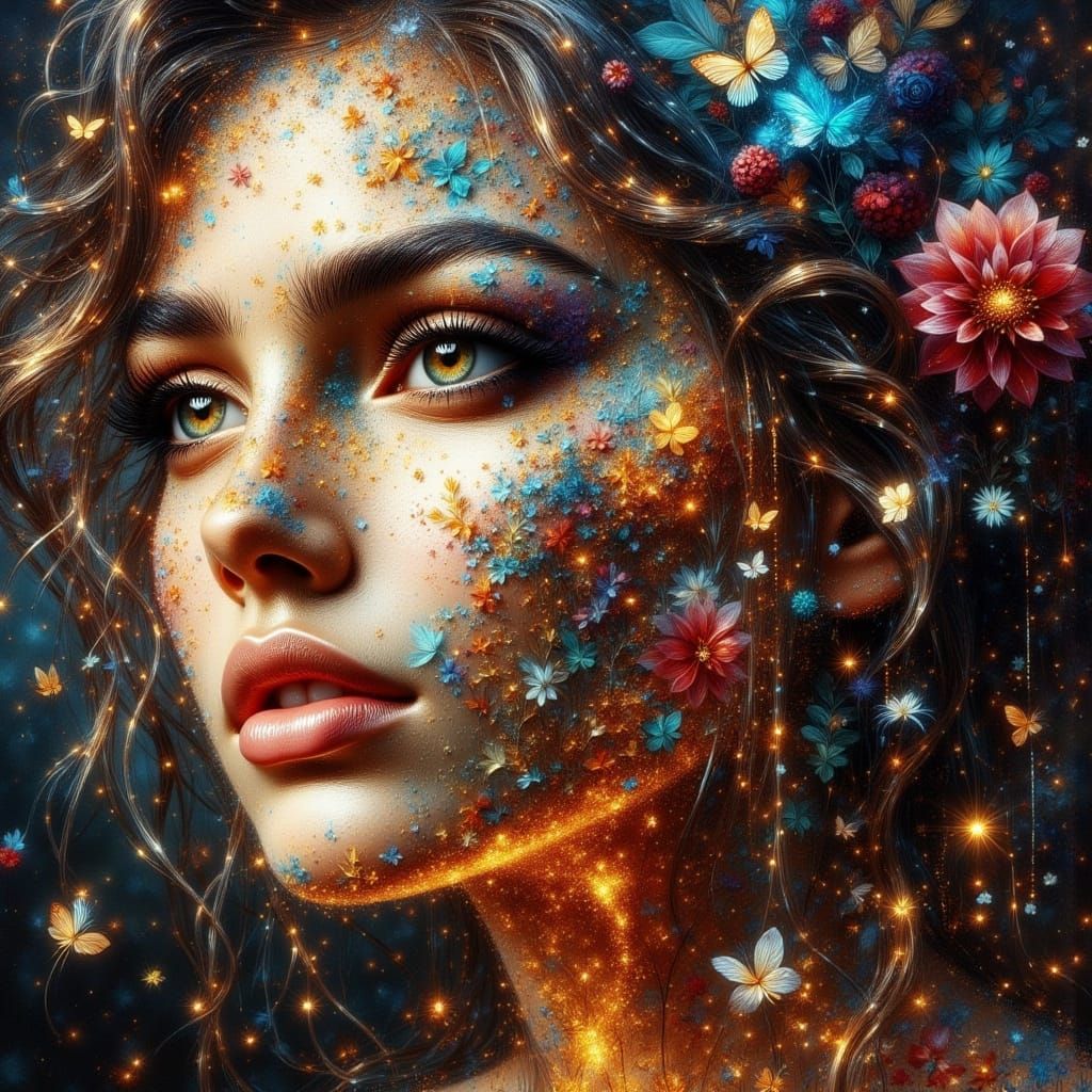 Beautiful Woman with Double Exposure Effect