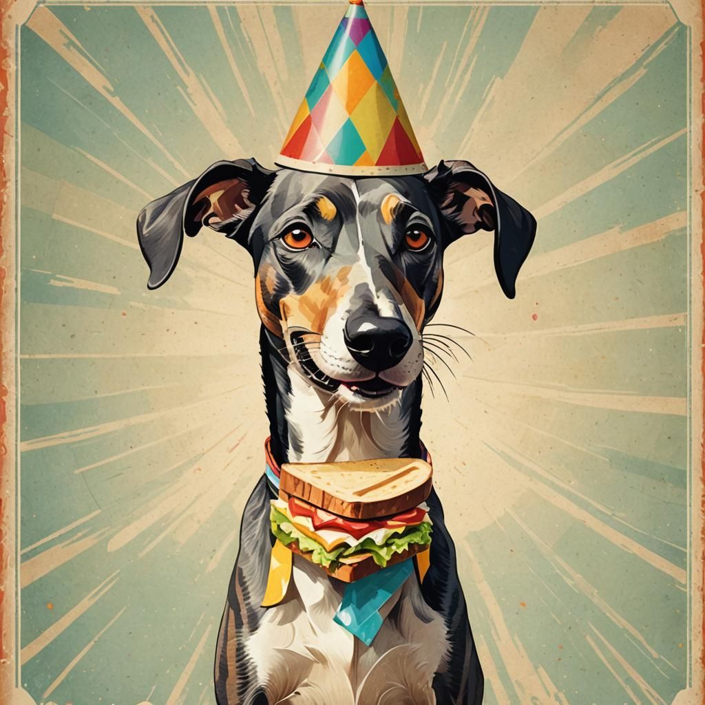 Art Deco Greyhound Sandwich Poster, 1930s Style