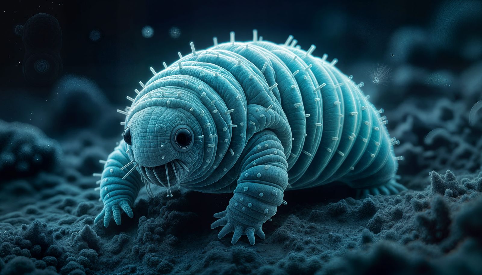 Photorealistic Tardigrade Under Electron Microscope in False...
