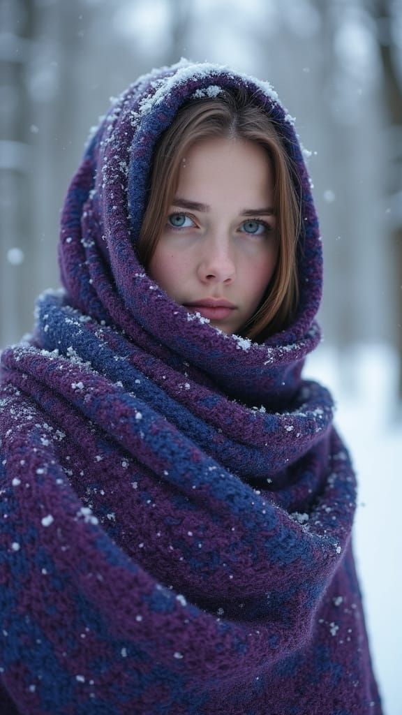 Serene Winter Scene in a Realistic Digital Art Style