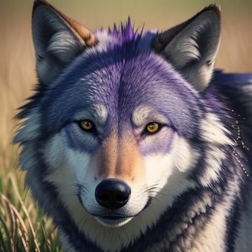 Purple and Blue Wolf in Golden Hour Light