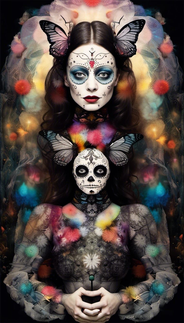 Fairy with Sugar Skull Makeup in Dreamscape