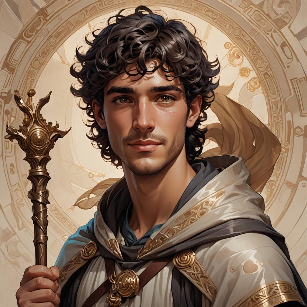 Teenage Hermes Portrait in Hyperdetailed Digital Art