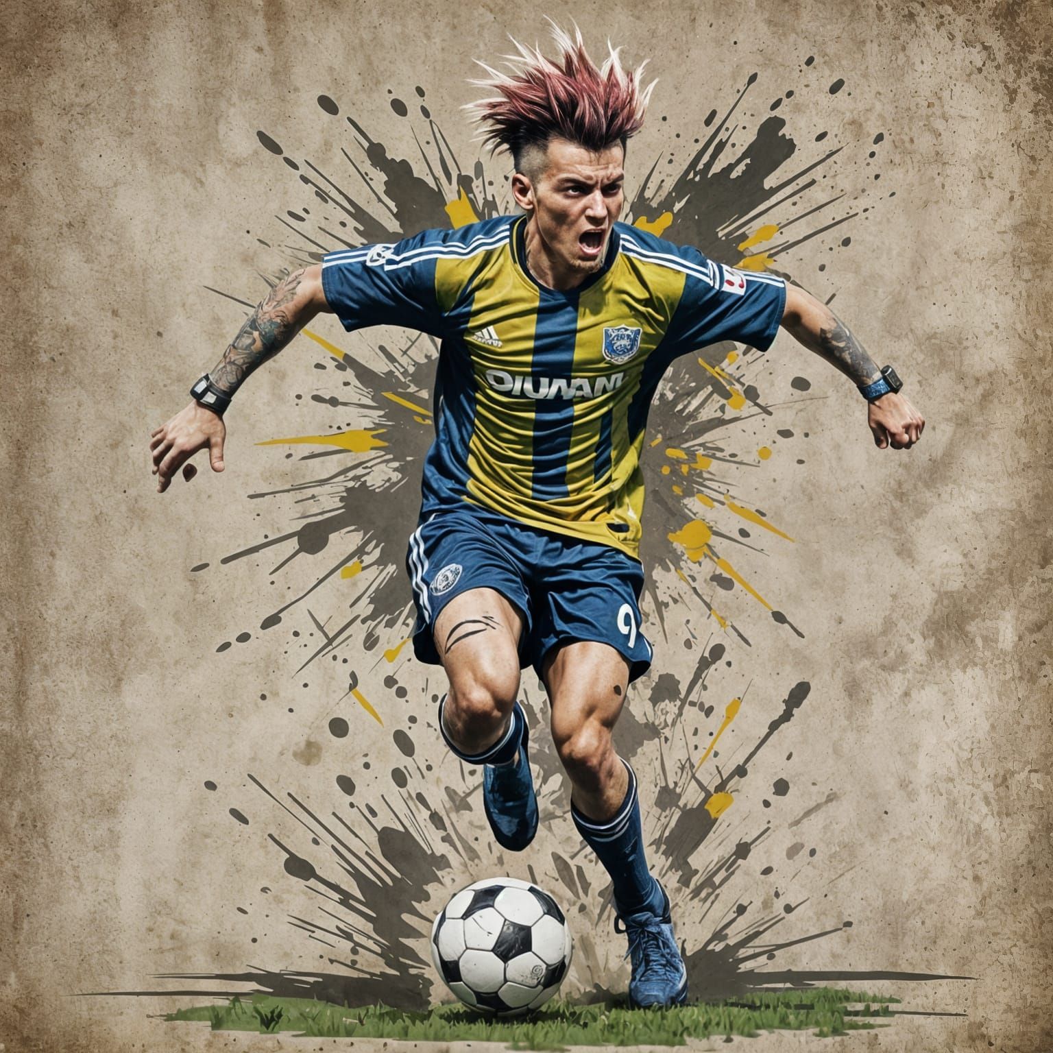 Punk Soccer Player Illustration in Motion