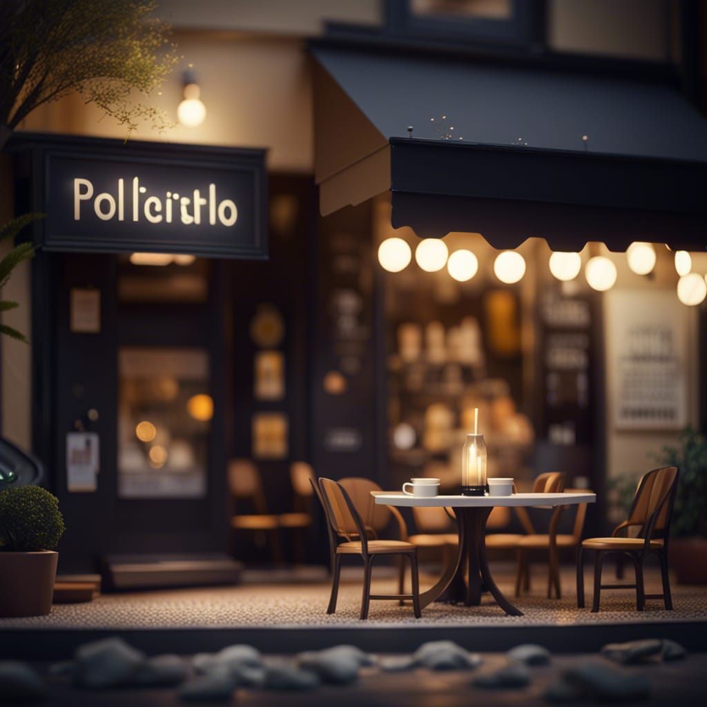 Pluto Cafe Diorama in Japandi Tilt-Shift Photography