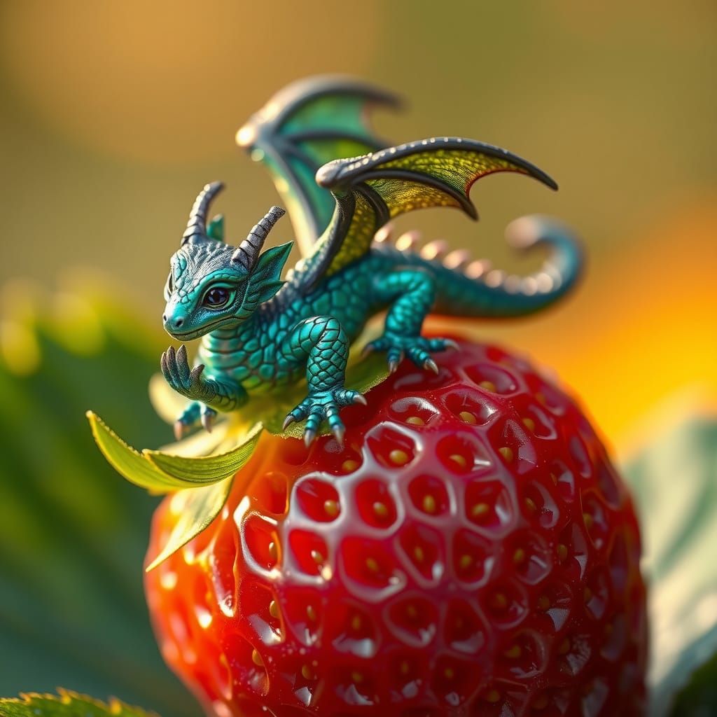 Enchanted Dragon Strawberry in Vibrant Realism
