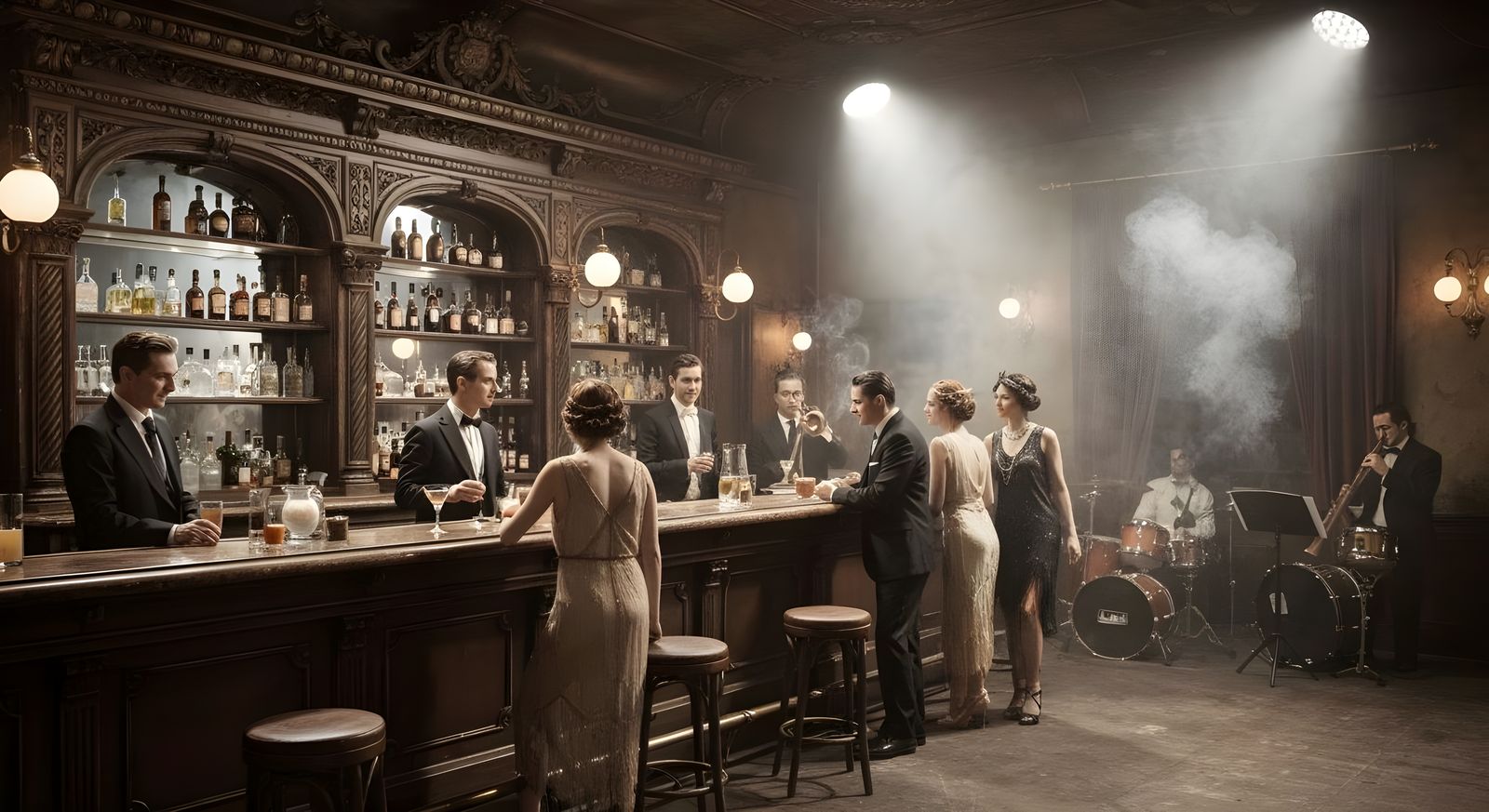 Vintage Hollywood Speakeasy in Black and White