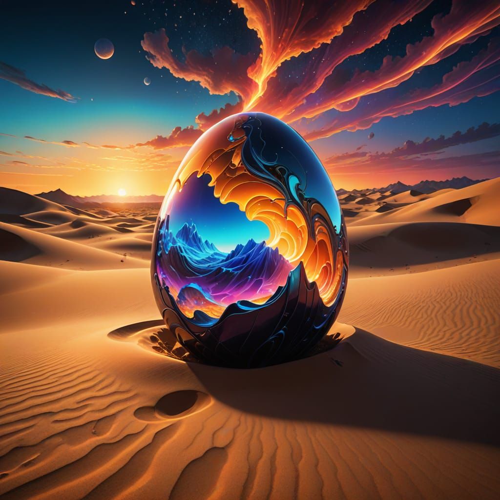 Ethereal Desert Egg in Neon Hues