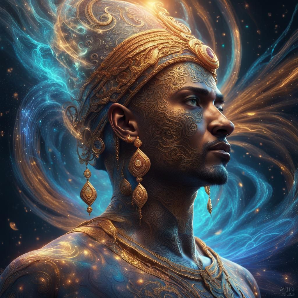 Mystical Genie Emerges in Surreal Splash Art