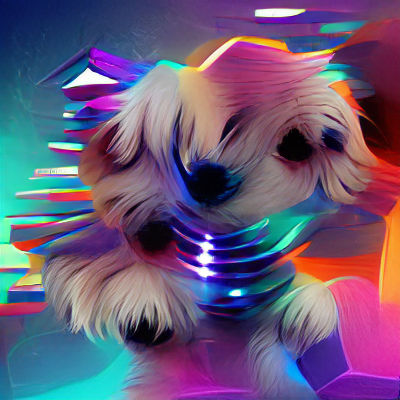 Abstract Disco Puppy in Cool Colors