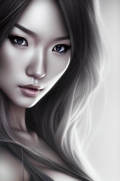 Asian Woman Portrait in Photorealistic Digital Art