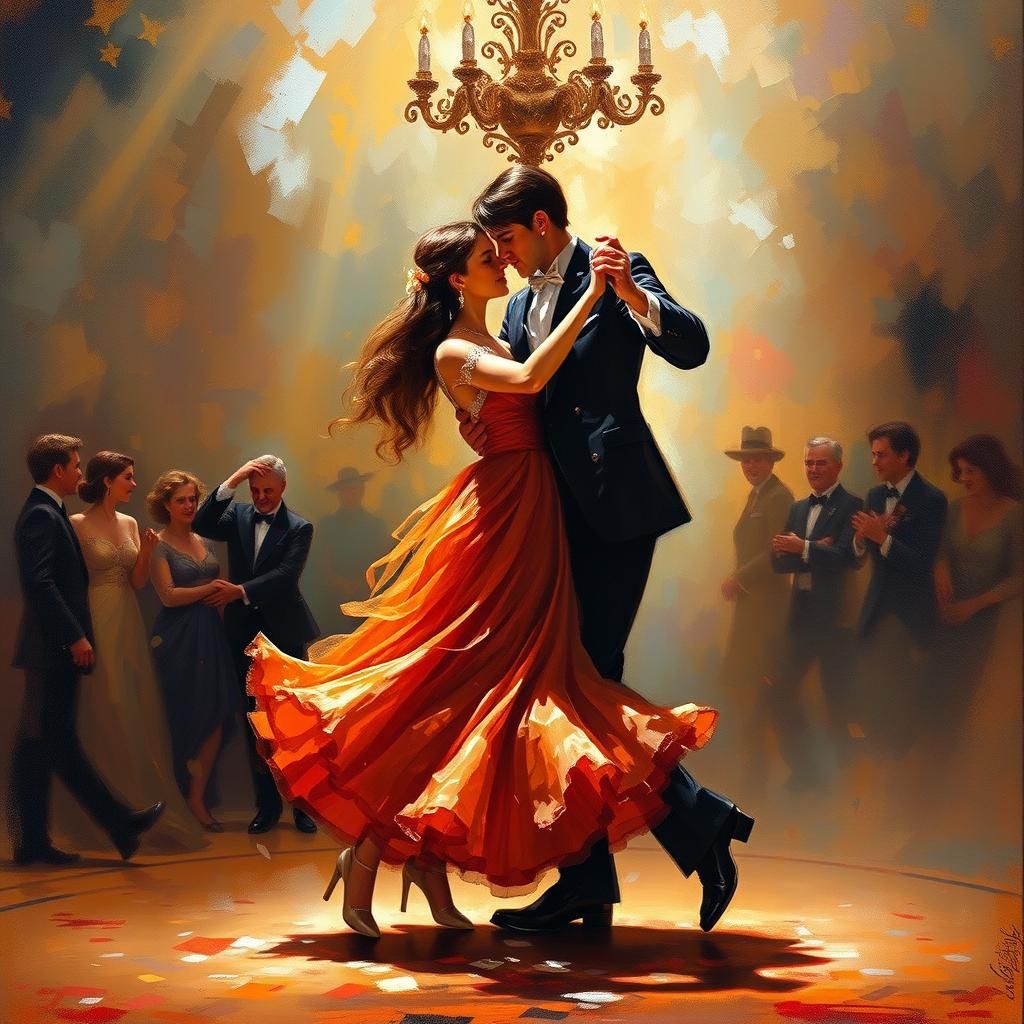 Impressionistic Painting of Waltzing Couple