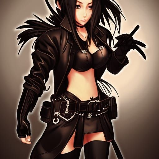 Anime Princess in Black Leather: 8k Concept Art