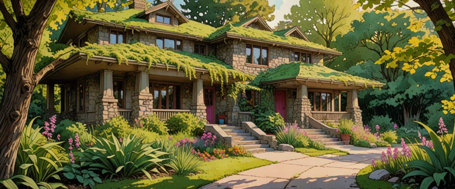 Prairie House Victory Garden in Comic Book Style