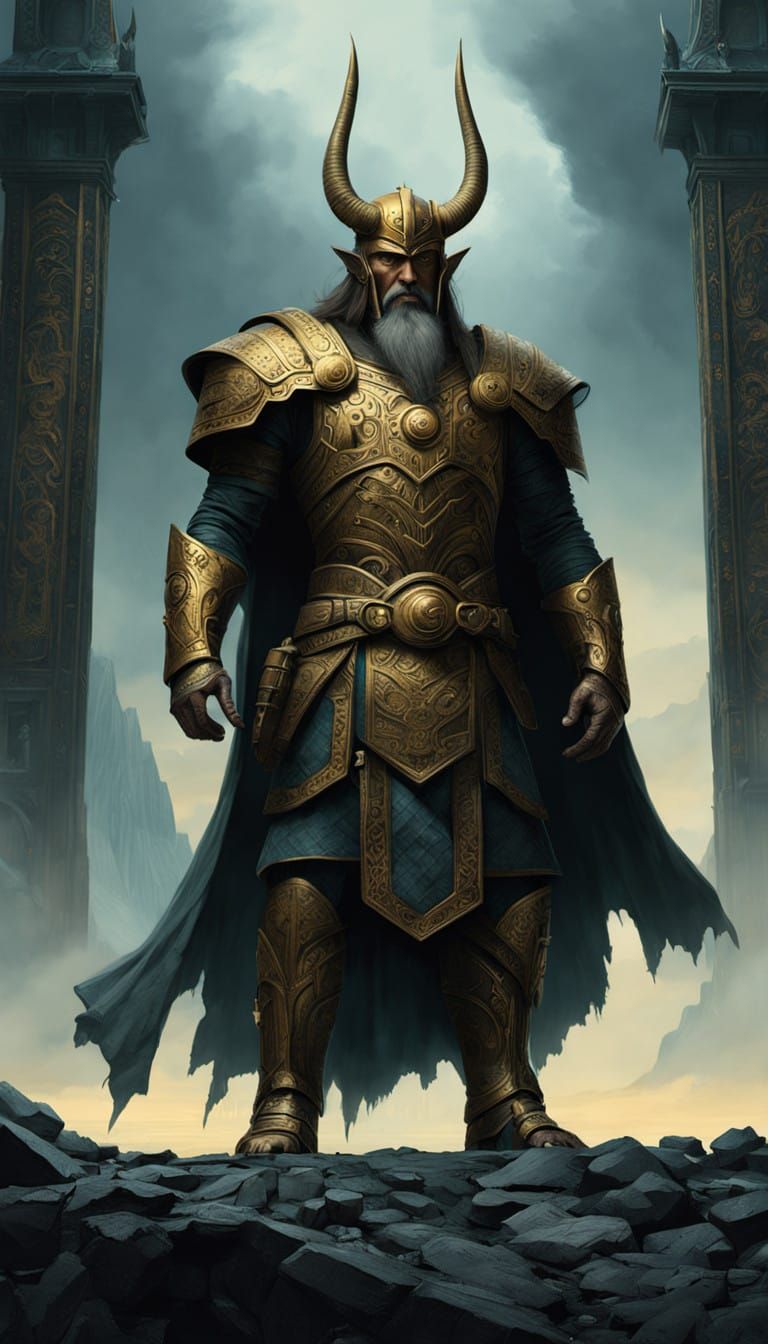Nordic Guardian Heimdall Stands Before Asgard's Gates