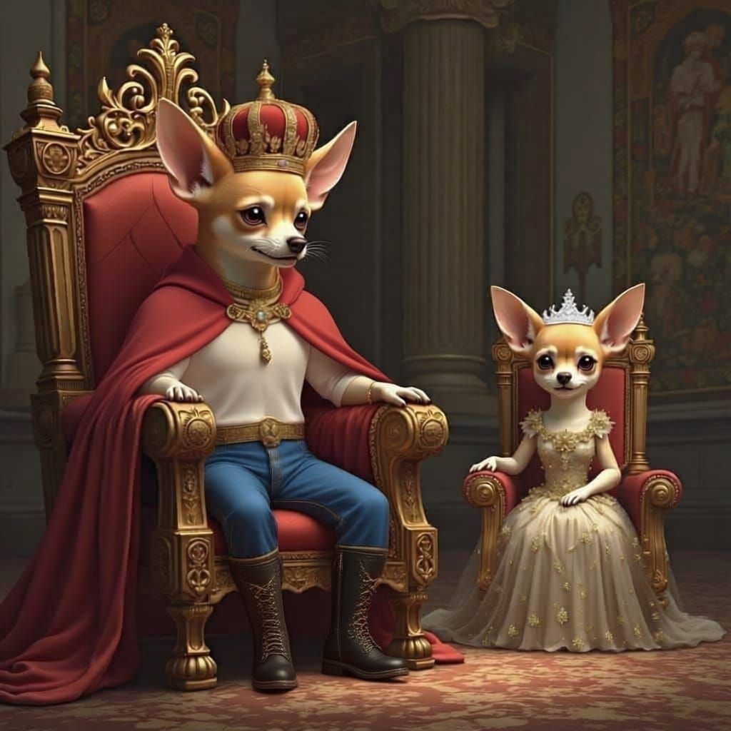 Chihuahua King and Queen in Castle Hall