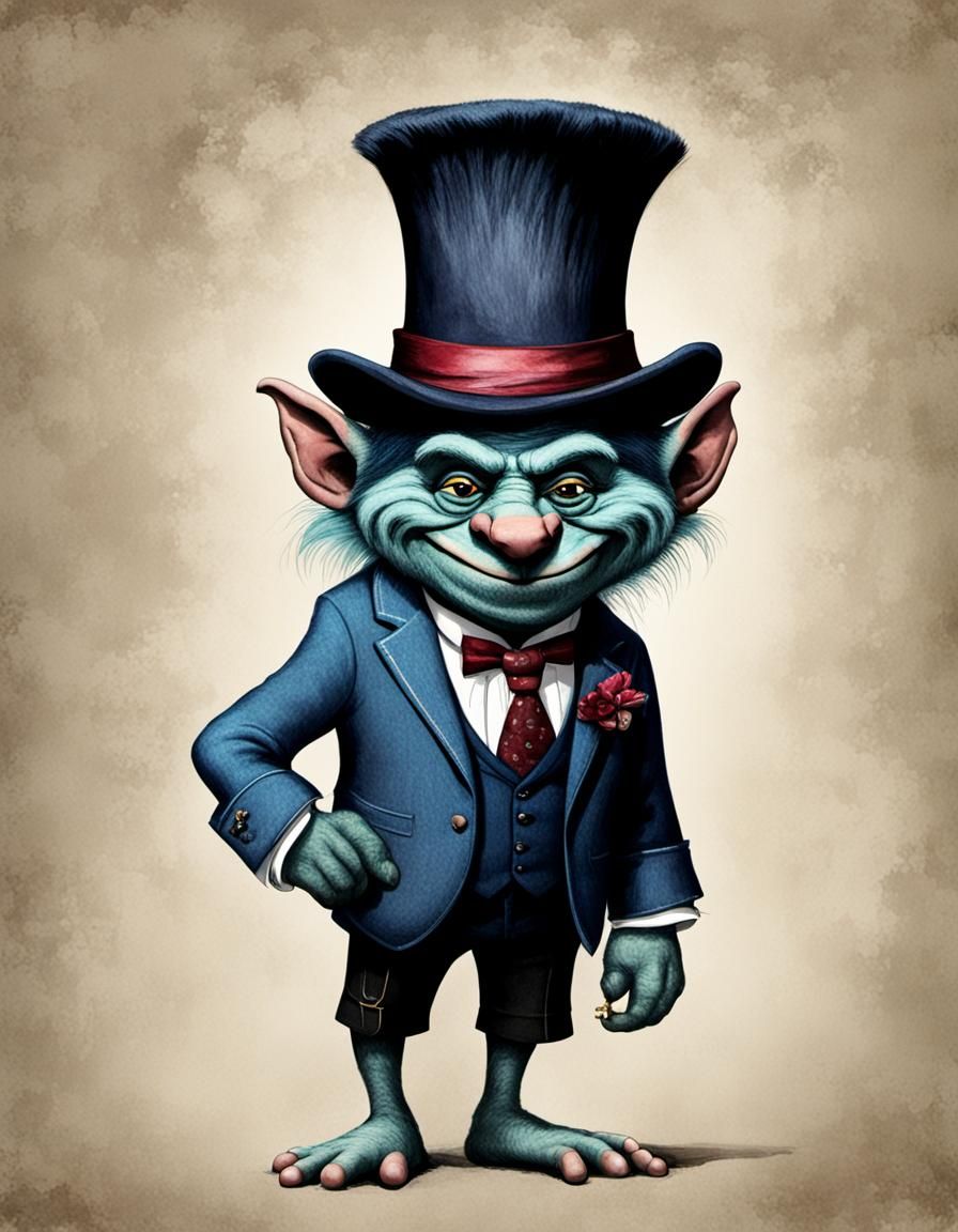 Distinguished Troll Gentleman Ready for Evening Out
