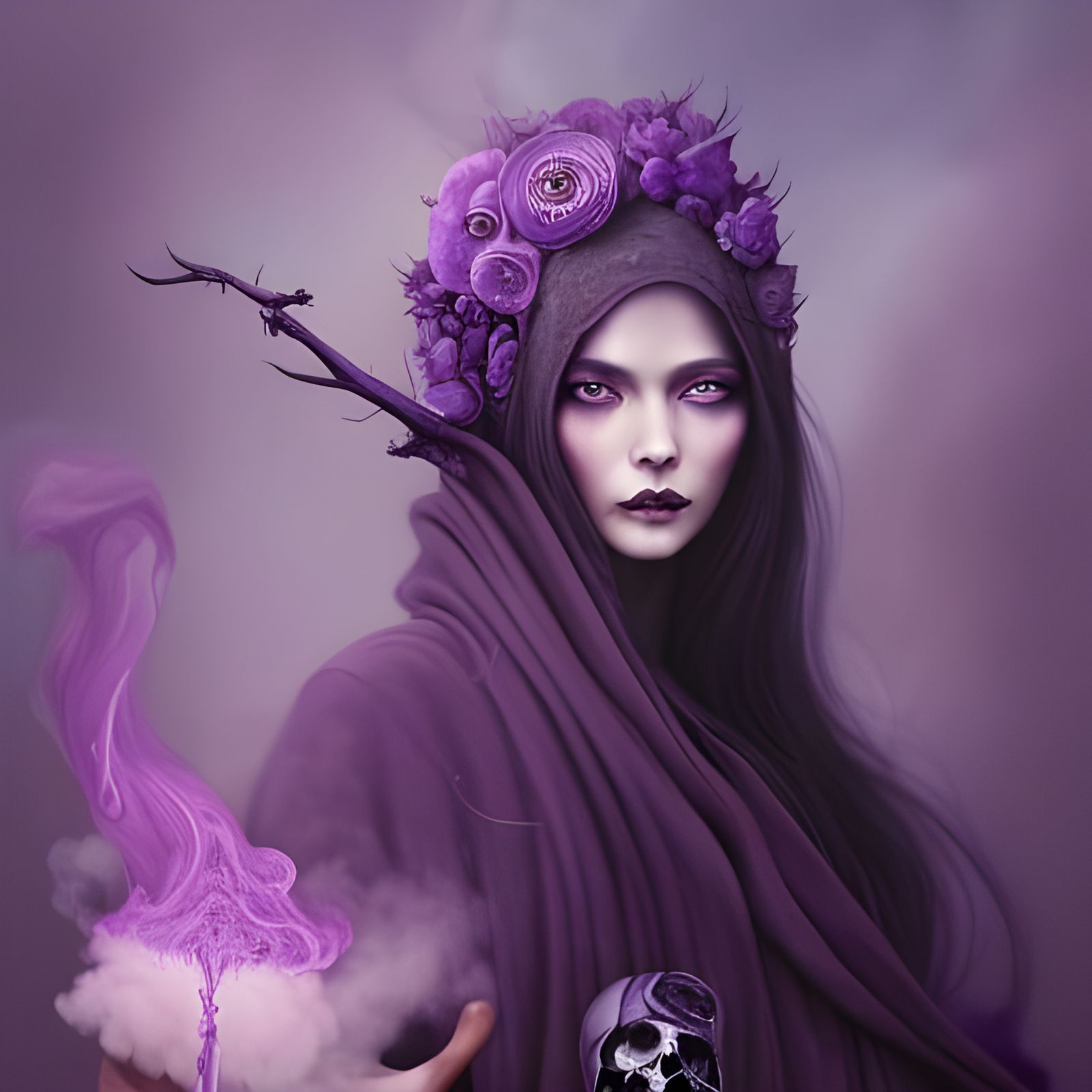 Detailed Portrait of a Witch as Matte Painting