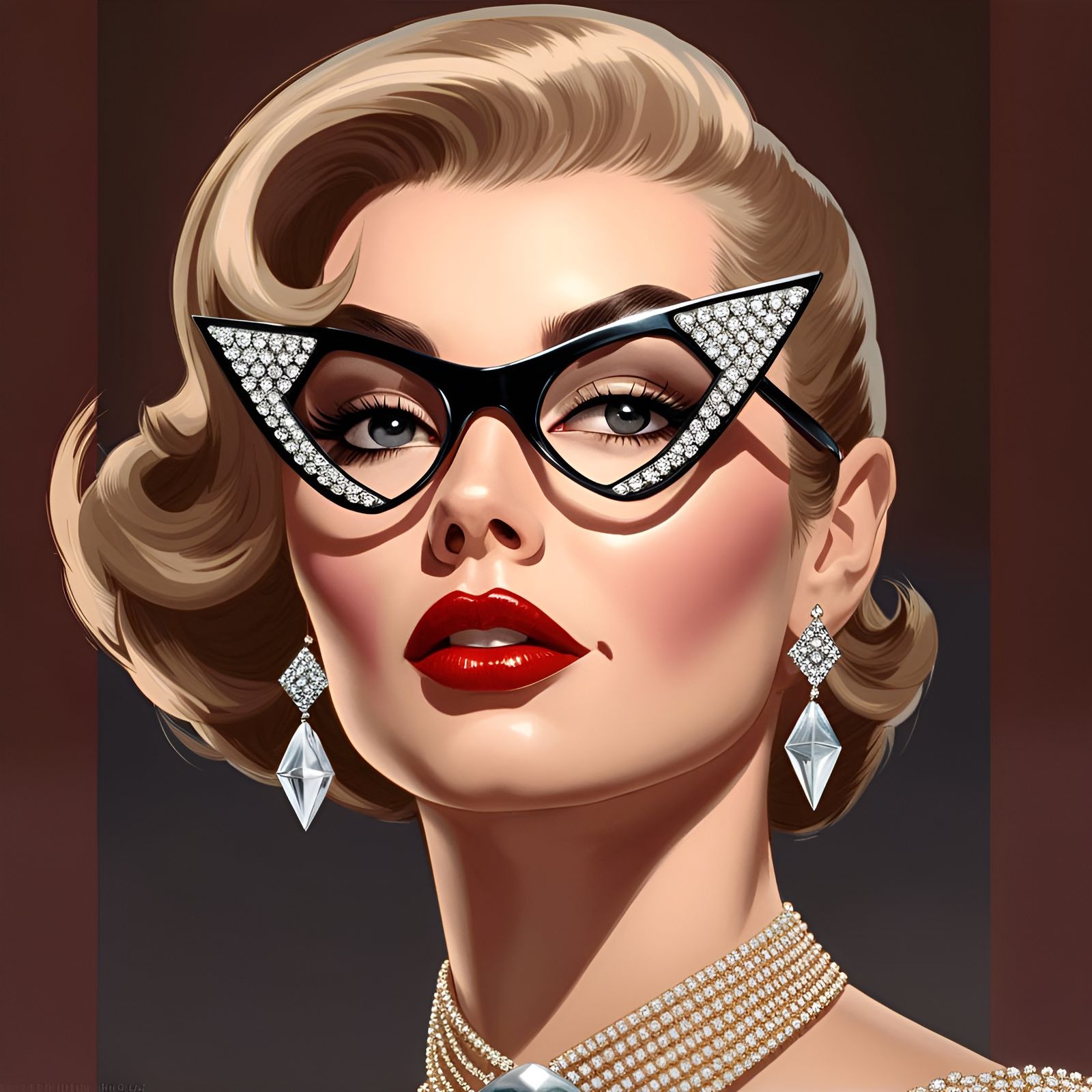 1950s fashion model wearing igh fashion eyeglasses