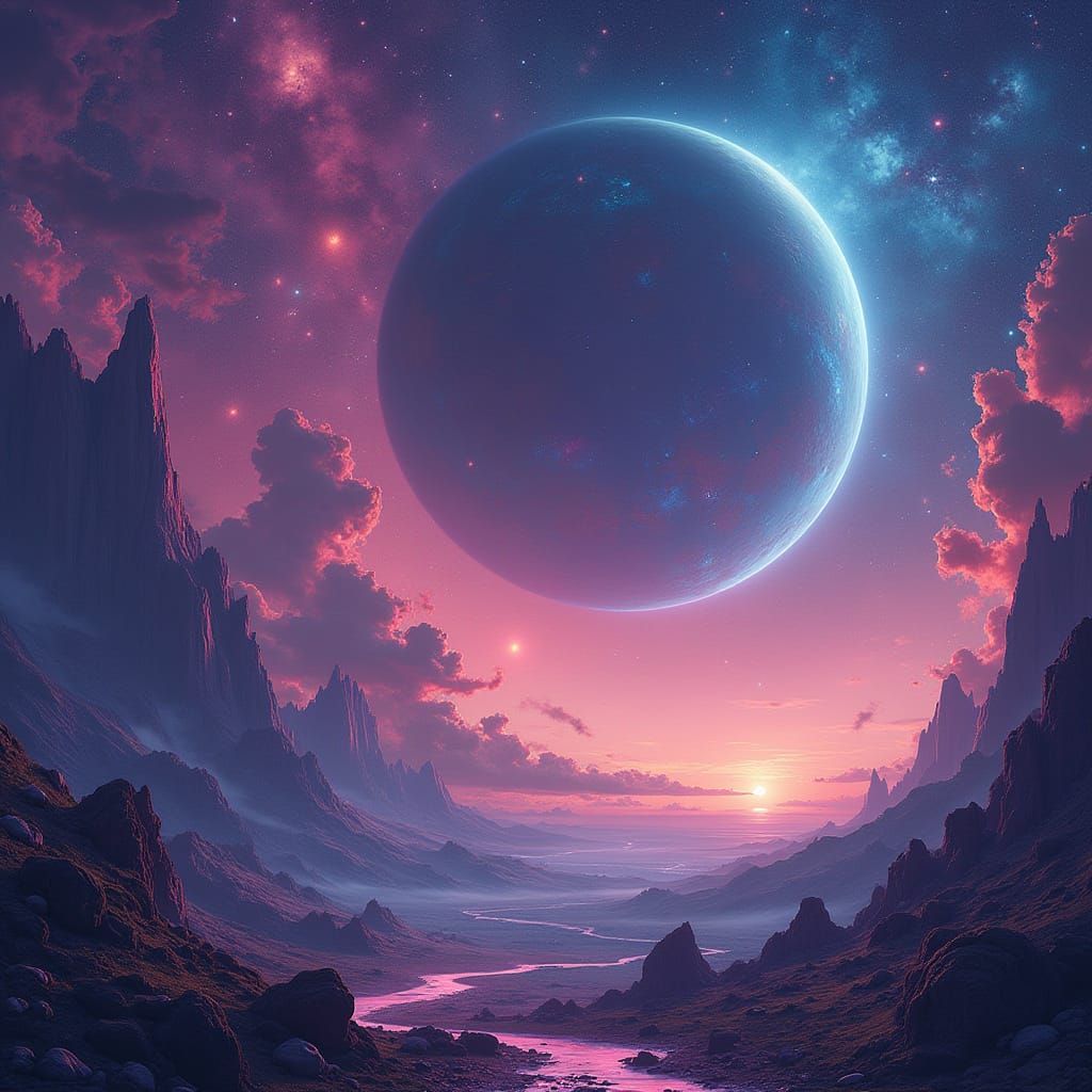 Surreal Cosmic Dreamscape in Vibrant Galaxy Style