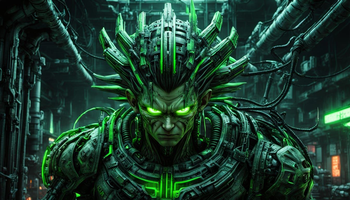 Biomechanical Son Goku in Post-Apocalyptic Wasteland