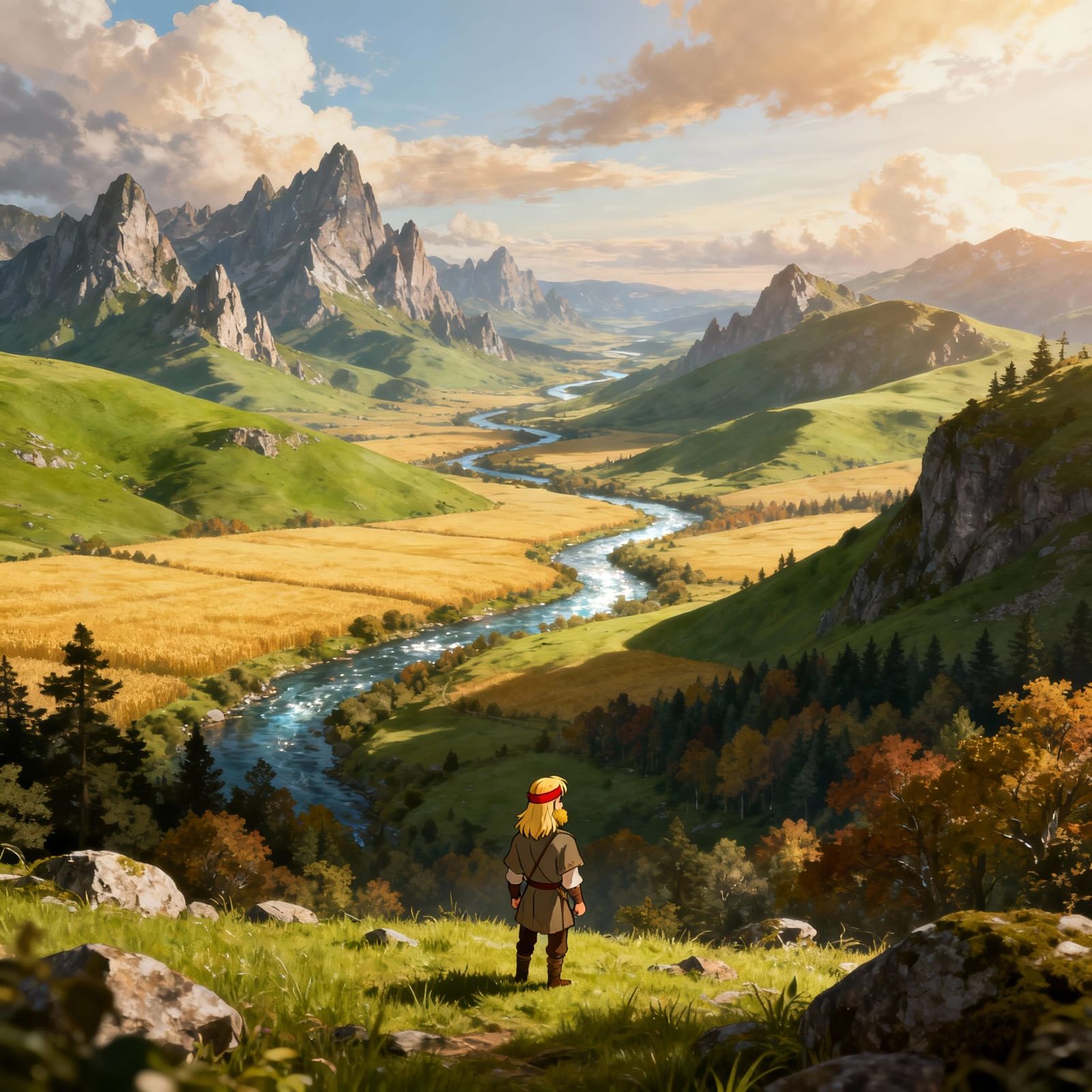 Anime Hero's Epic Journey Through Vast Vinland Landscape