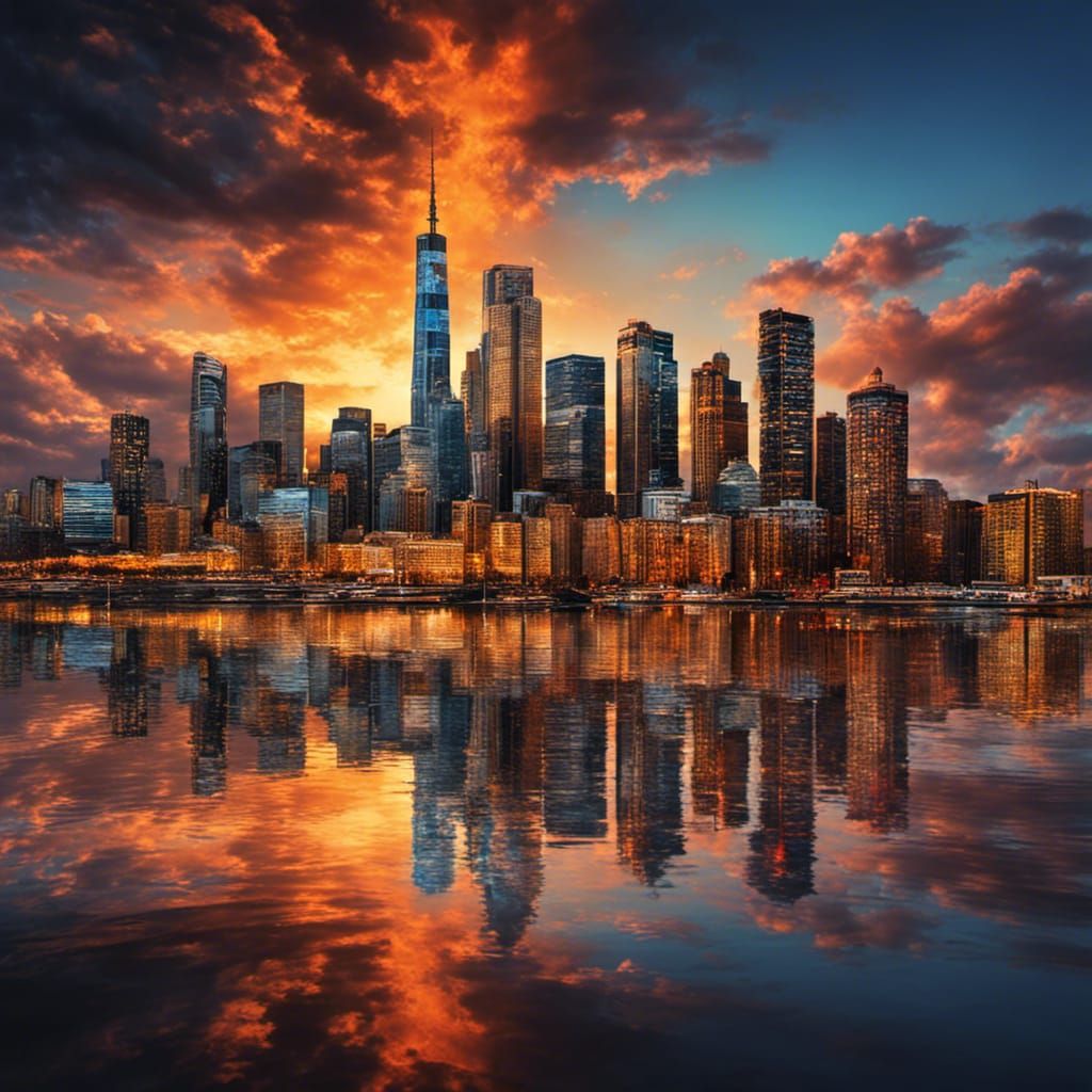 Colorful Cityscape Sunset in Graffiti Art Style