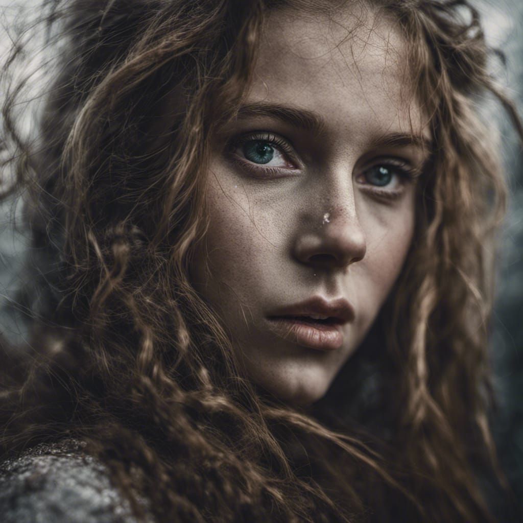 Fantasy Girl Portrait with Waved Hair