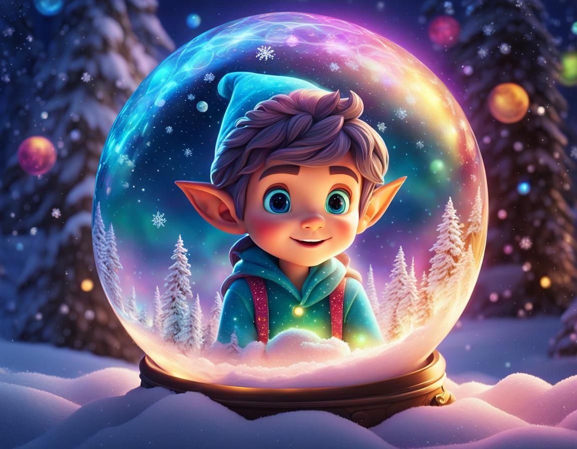 Enchanting Elf Dances in Cosmic Crystal Ball