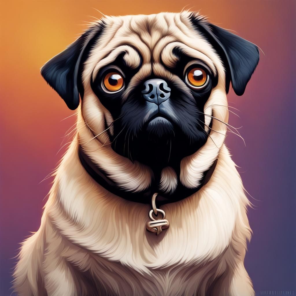 Black Mixed-Breed Dog Portrait in Hyperrealistic Style