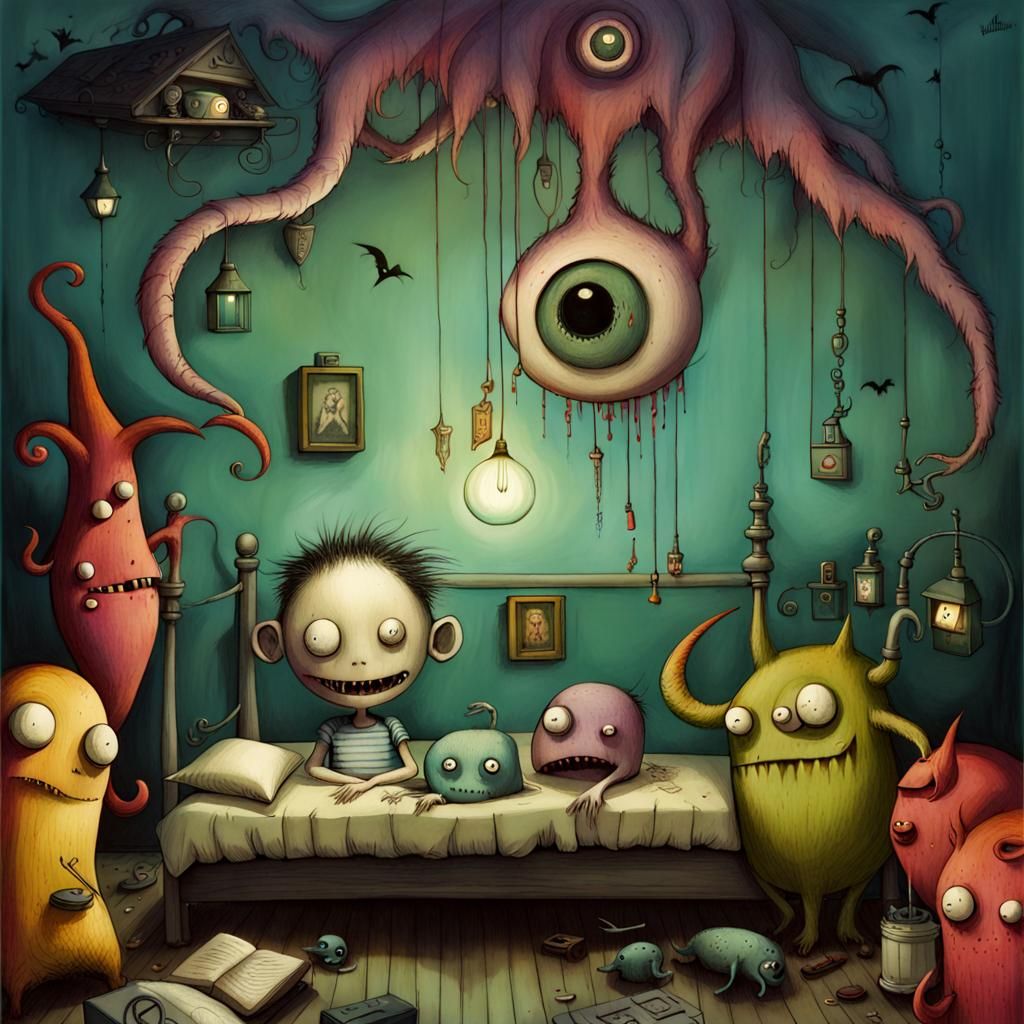 Whimsical Monsters Dreamscape Illustration