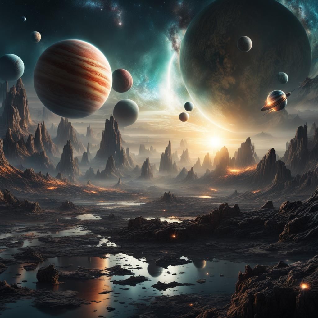 Planetary Collision in Deep Space: Digital Matte Painting