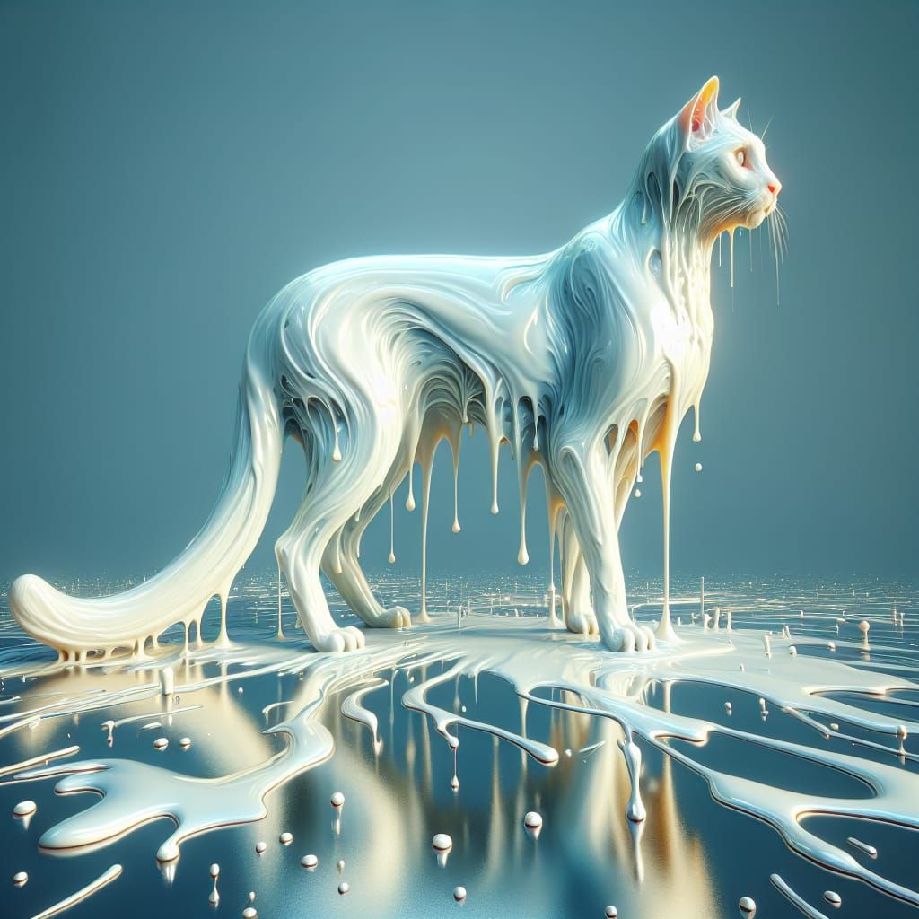 Melting Wax Cat Fantasy Art in 8K