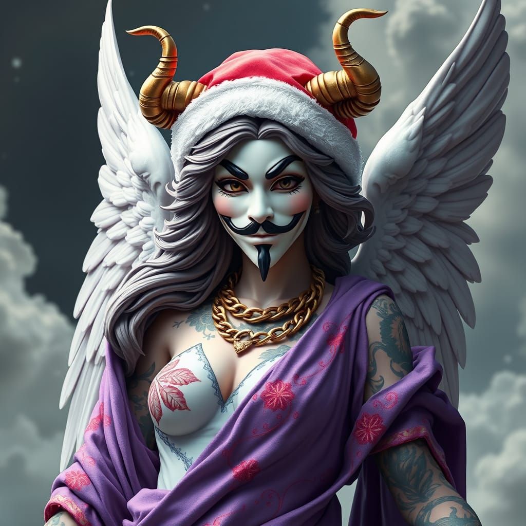 Cherub in Guy Fawkes Mask, 3D Anime Style