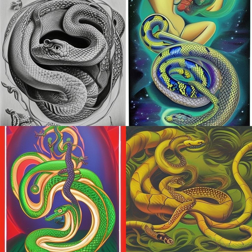 Surrealist Snake Creatrix: Mystical Serpent Collaboration