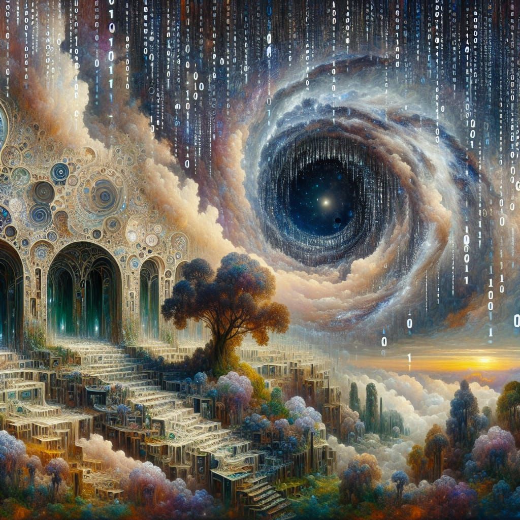 Surreal Digital Portal to Binary Code Paradise