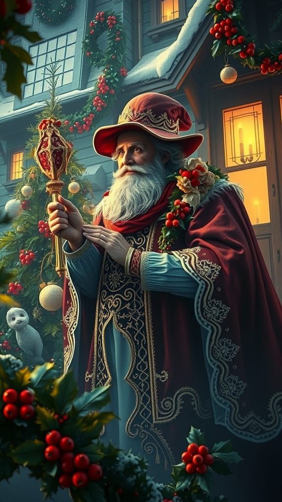 Ghost of Christmas Present in Victorian Christmas Fantasy