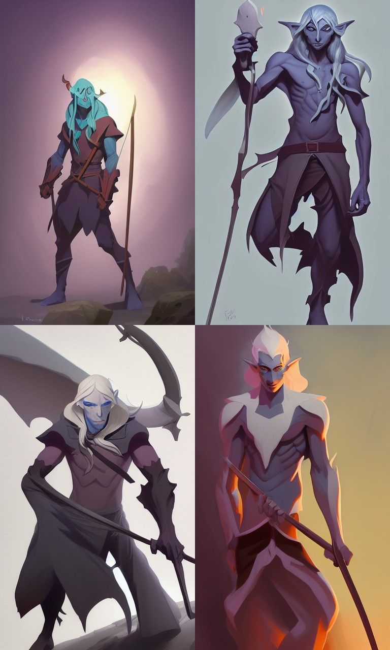 Drow Half-Elf Cleric Character Concept Art