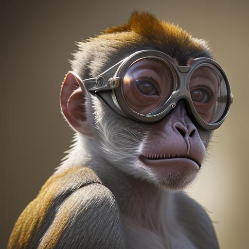 Vervet Monkey Wearing Goggles in HDR