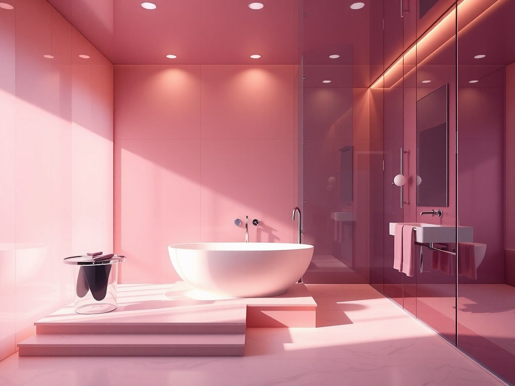 Art Deco Bathroom in Pink and Peach Hues