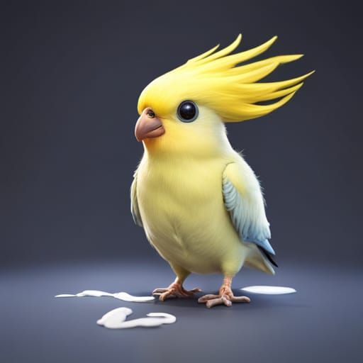 Cute Cockatiel in Detailed Fantasy Art