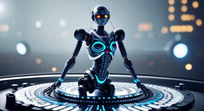 Hyperrealistic AI Music Robot in Professional Photo