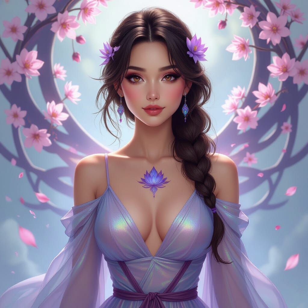 Ethereal Space Goddess in Futuristic Vista