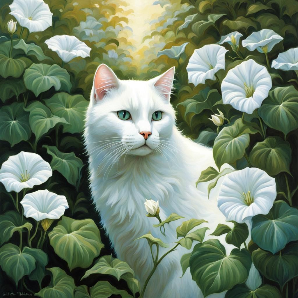 White Cat in Morning Glories, Anime Style