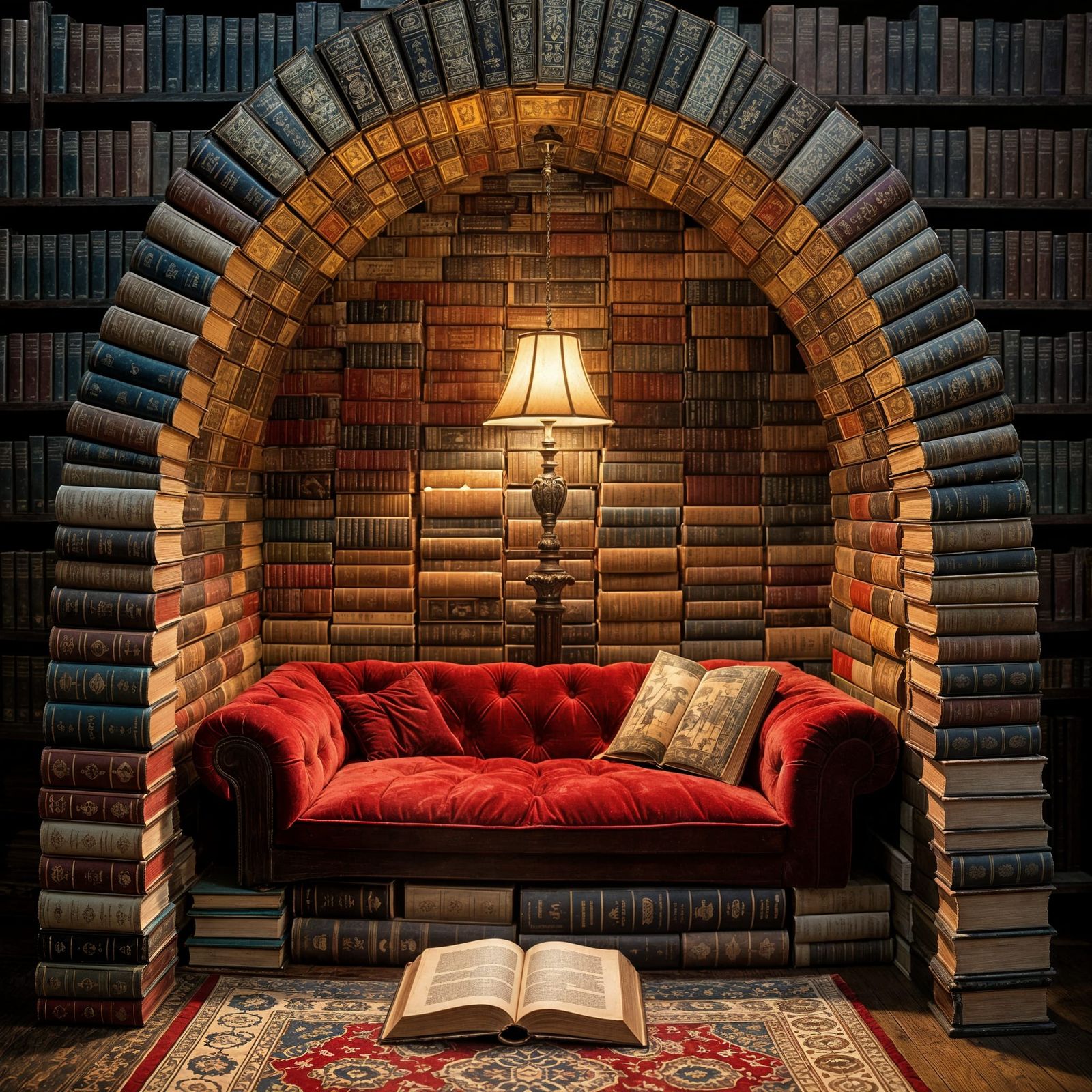 Magical Reading Nook of Antique Books